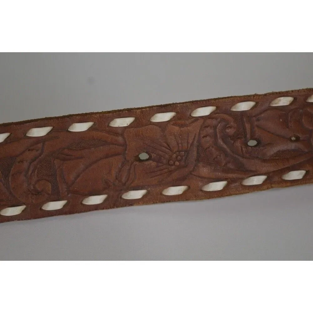 Vintage Raintree Mallard Duck Belt Buckle 1980 With Brown Leather Belt (34)